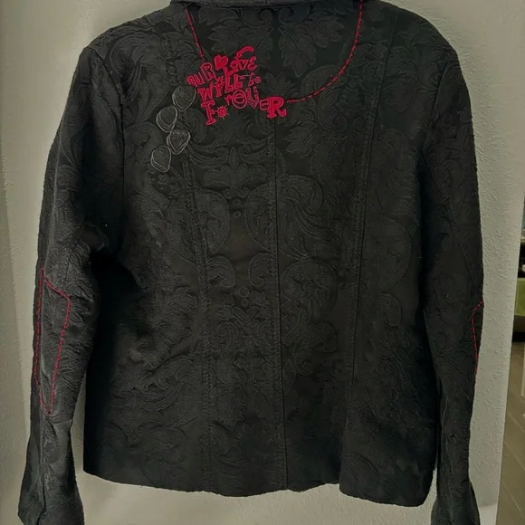 Desigual Womens Black Wool Blend Embroidered Jacket Blazer - Picture 3 of 16